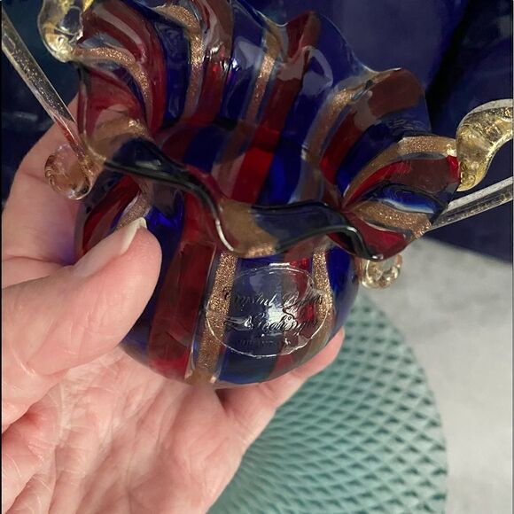 Vase hand blow mini shot with gold venetian, glass NYC 1993 on 5th Ave mine - Picture 9 of 9